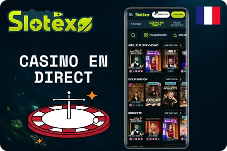 Parties de casino en direct avec croupiers Slotexo Casino