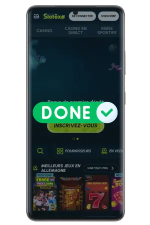 Compte activé avec accès aux Slotexo Casino jeux en ligne.